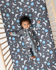 Blue To the Moon & Back Fitted Crib Sheet